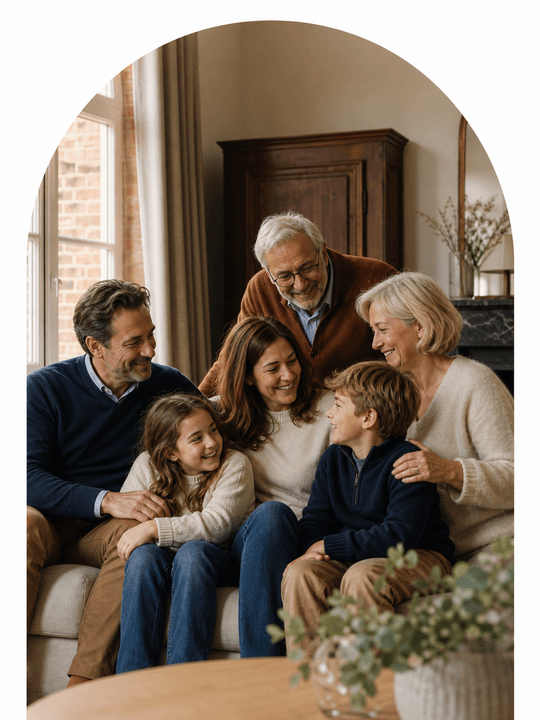 Une famille réunie à la maison